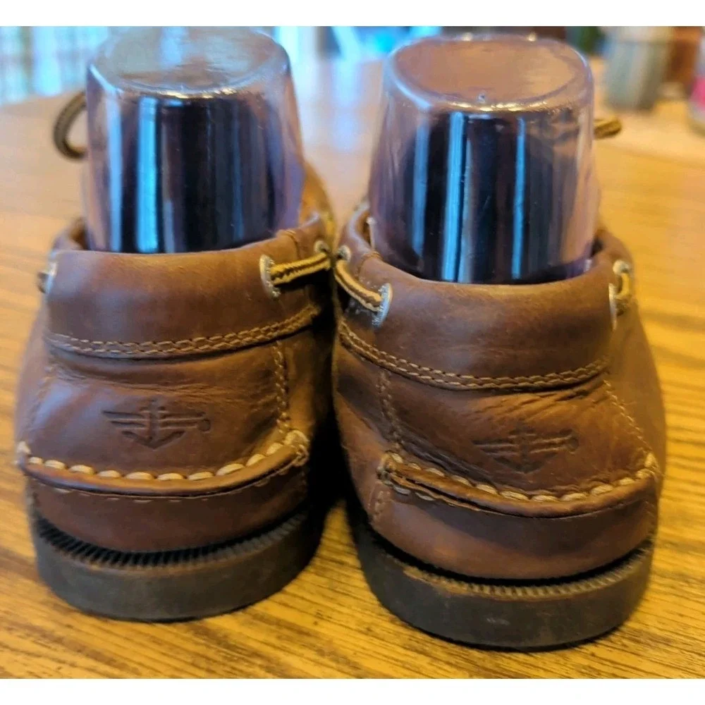 Men's Dockers 2-Eye Boat Shoes Brown Leather Size 8M Pre-Owned